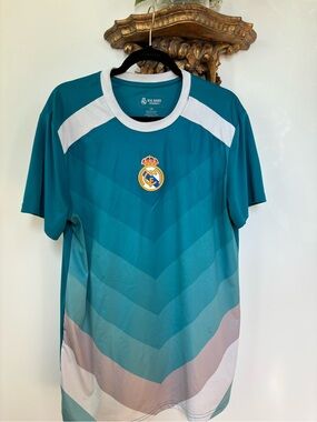 Real Madrid Men's Teal Gradient Training Jersey